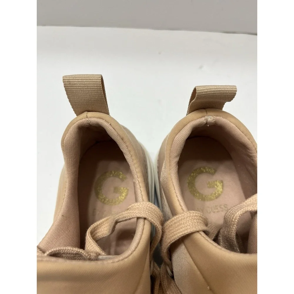 Steve Madden Lancer Sneakers Womens 9.5 Tan Blush Mesh Slip-On Cross Laces